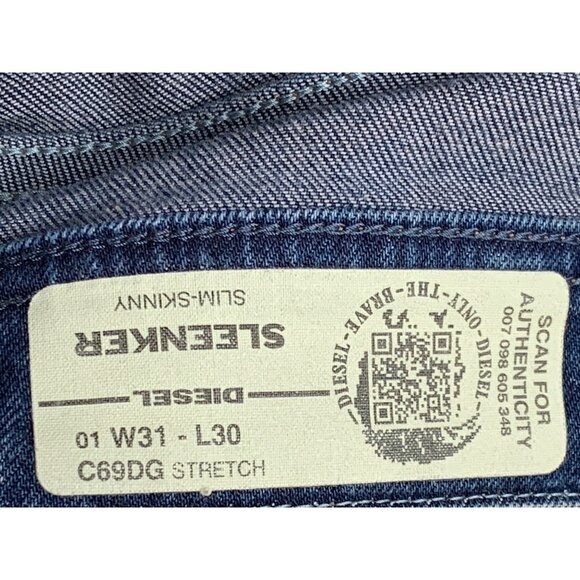 Diesel Sleenker Slim-Skinny Mens Jeans Size 31 x 31 Distress Stretch RAA10420 - Picture 3 of 9